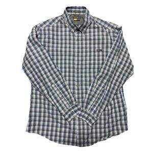 Eddie Bauer Shirt Mens Large Blue Travex Classic Fit Plaid Outdoors Long Sleeve